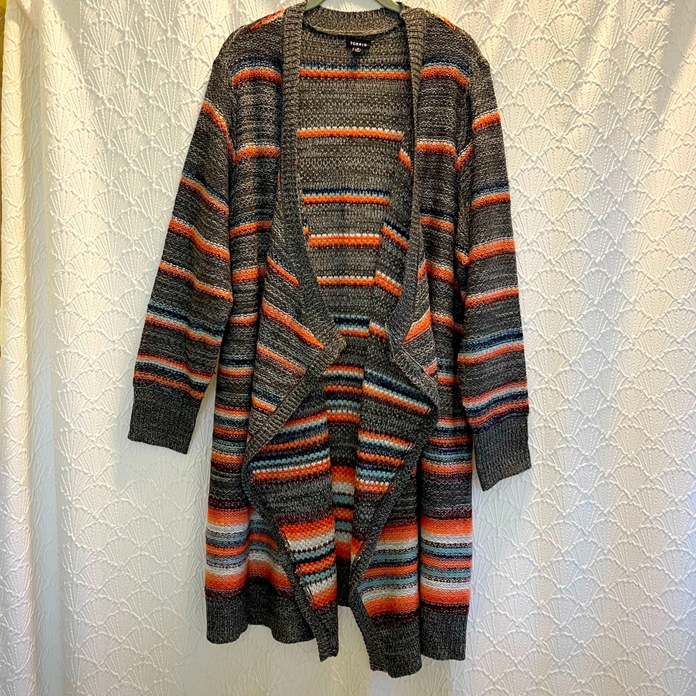 Torrid 2/3 Striped Duster Cardigan